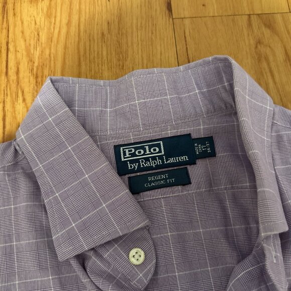 Polo Ralph Lauren Shirt Mens 17-34/35 Purple WhiteGhingham Regent Custom Fit L/S - Picture 5 of 8